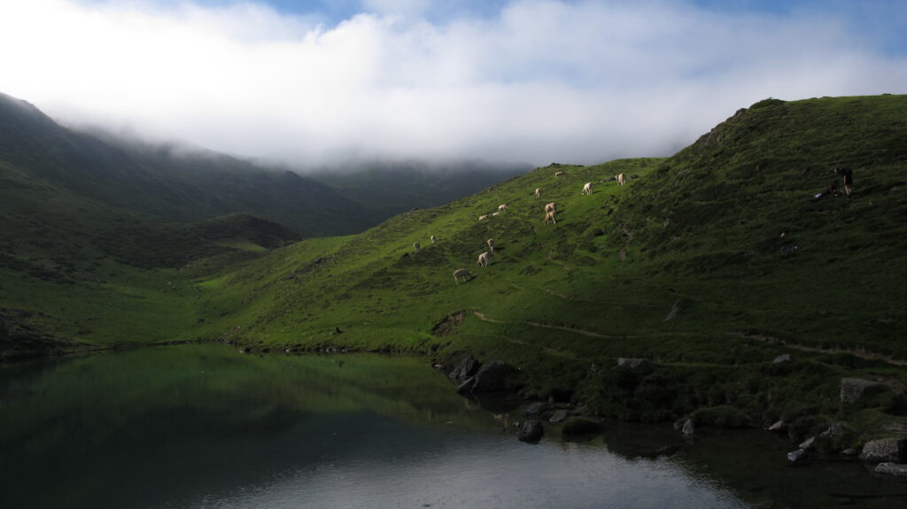 Le lac d’Ourrec et les pelouses au pied du soum de Lascours | © Traverse(s)